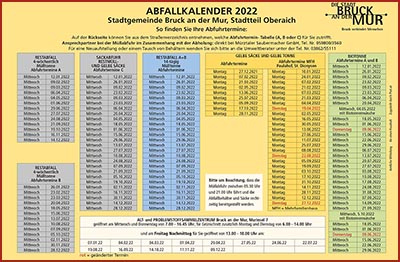 Abfallkalender Oberaich 2022