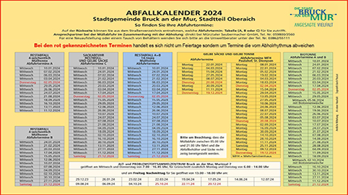 Abfallkalender Oberaich 2024